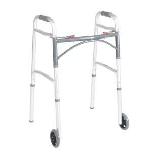 Drive Medical Deluxe Folding Walker, Two Button with 5" Wheels