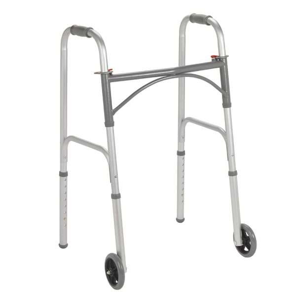 Drive Medical Folding Junior Walker, Two Button with 5″ Wheels