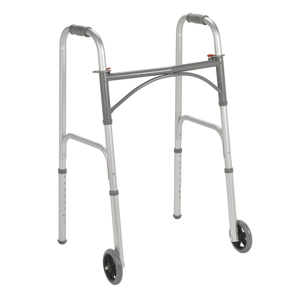 Drive Medical Folding Junior Walker, Two Button with 5″ Wheels