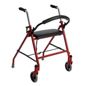 Drive Medical Dual Release Folding Walker with Wheels and Seat Adjustable Height