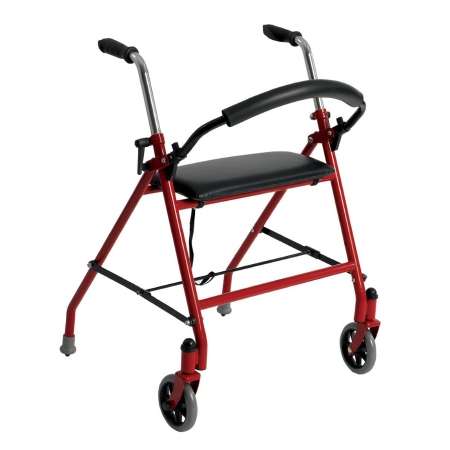 Drive Medical Dual Release Folding Walker with Wheels and Seat Adjustable Height