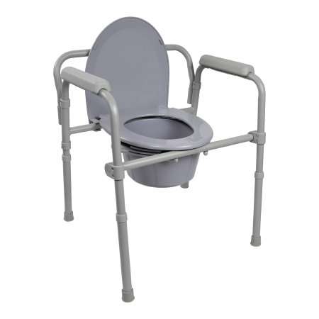McKesson Commode Chair Fixed Arms Steel Frame Back Bar 13-1/2 Inch Seat Width