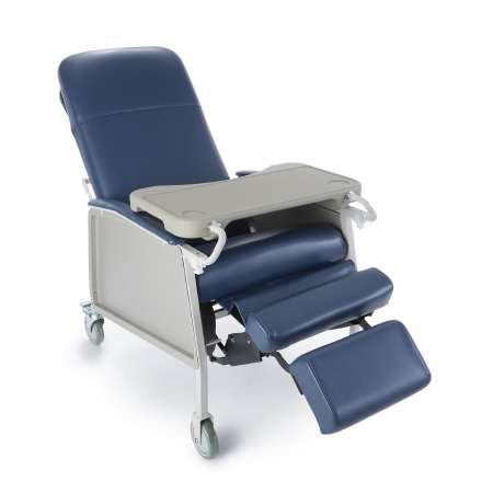 McKesson Recliner 3-Position Blue Vinyl Four 5 Inch Casters With 2 Locks