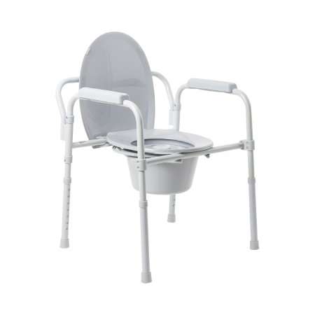 McKesson Commode Chair Fixed Arms Steel Frame Back Bar 13-1/4 Inch Seat Width