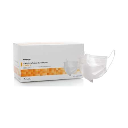 McKesson Procedure Mask Pleated Earloops One Size Level 3 Adult