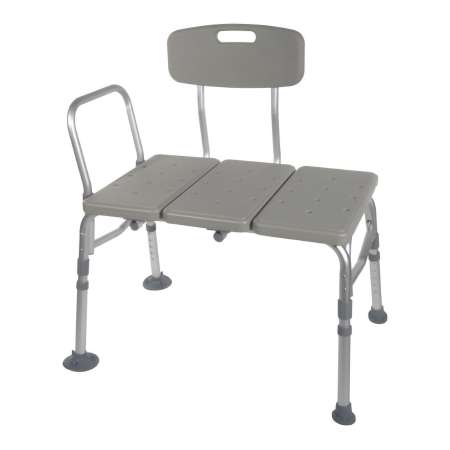 McKesson Knocked Down Bath Transfer Bench 17-1/2 to 22-1/2 Inch Seat Adjustable Height 400 lbs. Weight Capacity Removable Arm Rail