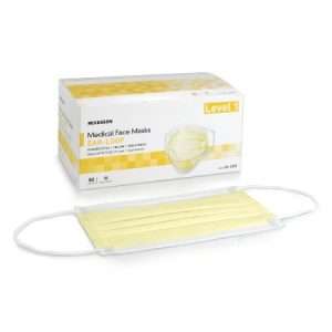 McKesson Procedure Mask Pleated Earloops One Size Fits Most Yellow NonSterile ASTM Level 1 Adult