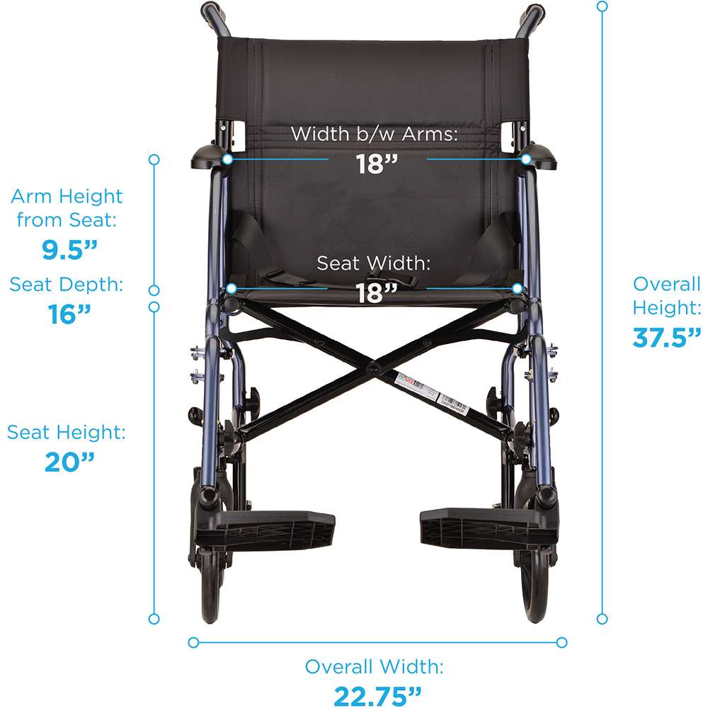 Nova Lightweight Transport Chair with Removable Wheels