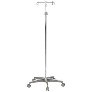 McKesson IV Stand Floor Stand 2-Hook 5-Leg, Dual-Wheel Nylon Casters, Cast Aluminum Base