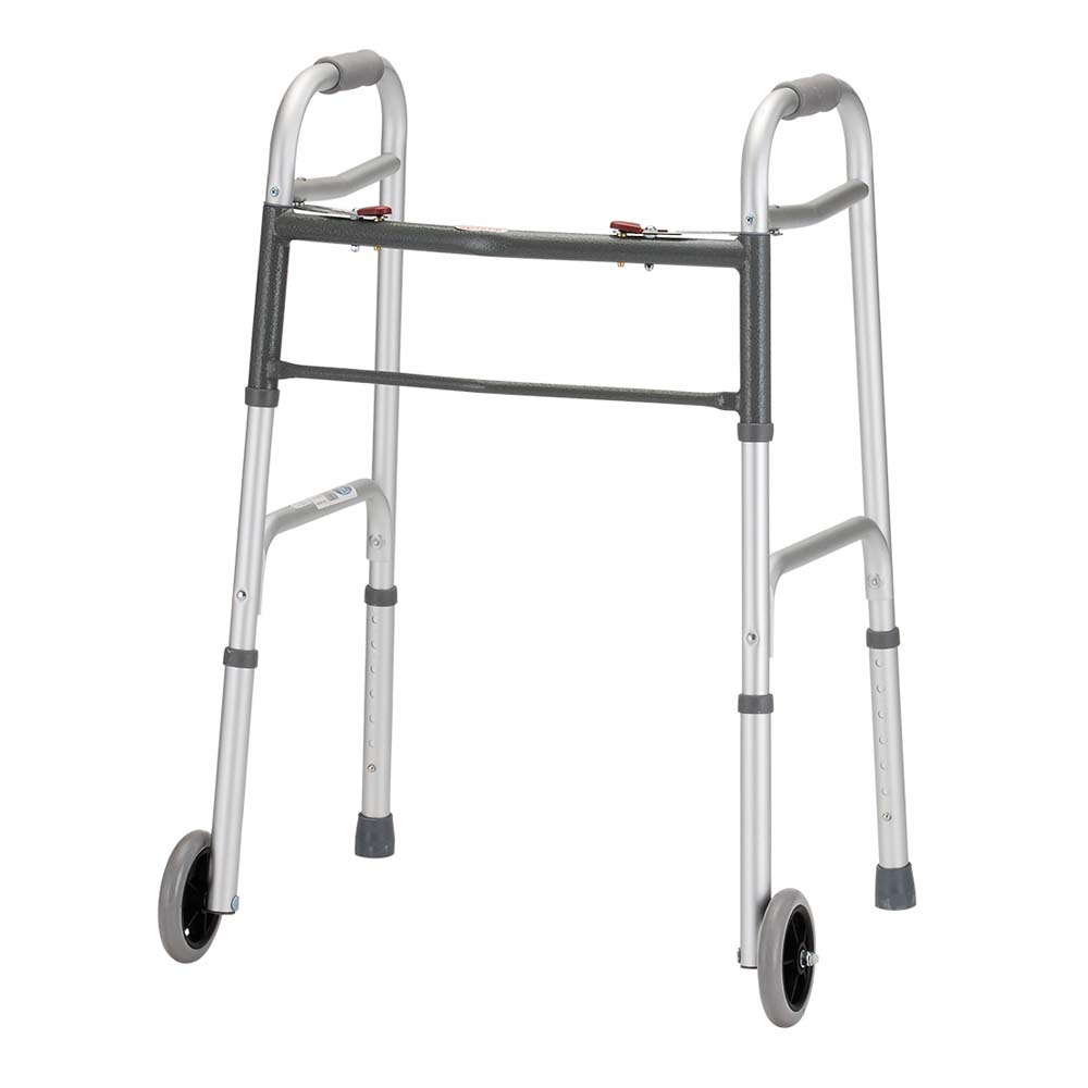 Nova Folding Walker With 5″ Wheels 2 Button Standard