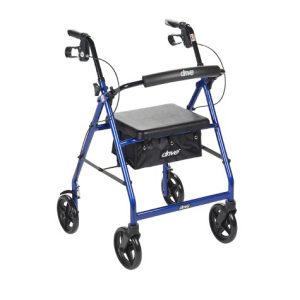 Drive Medical 4 Wheel Rollator Blue Adjustable Height Aluminum Frame