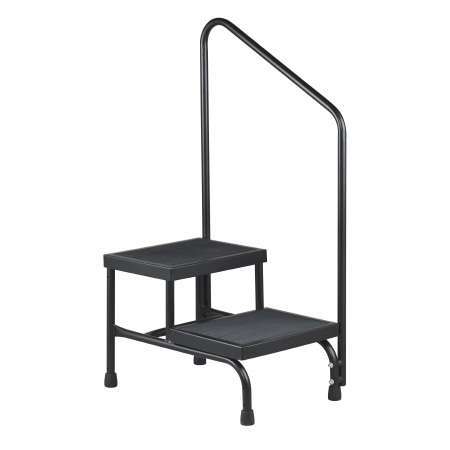 McKesson Bariatric Step Stool with Handrail 2 Steps Powder Coated Steel Frame 9 / 16 Inch Step Height