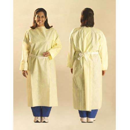 Cardinal Protective Procedure Gown One Size Fits Most Yellow NonSterile AAMI Level 3 Disposable