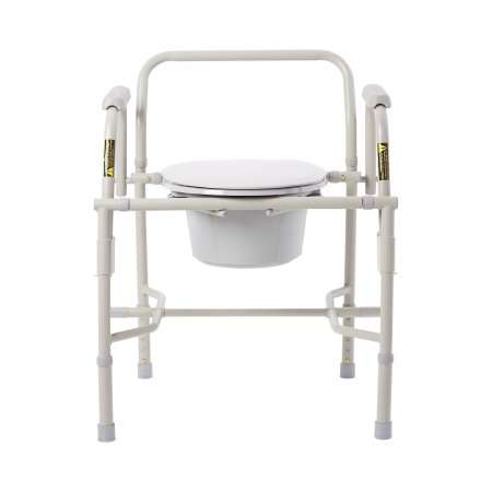 Drive Medical Commode Chair Drop Arms Steel Frame Back Bar 13-3/4 Inch Seat Width