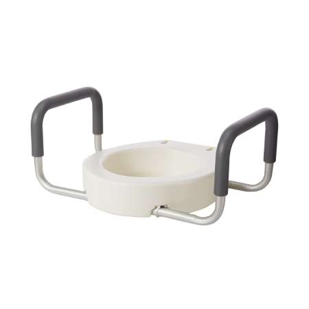 Drive Medical Raised Toilet Seat with Arms 3-1/2 Inch Height White 300 lbs. Weight Capacity