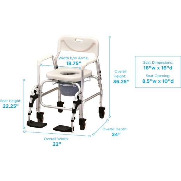 Nova Shower Chair And Commode With Padded Seat & Swing Away Footrest