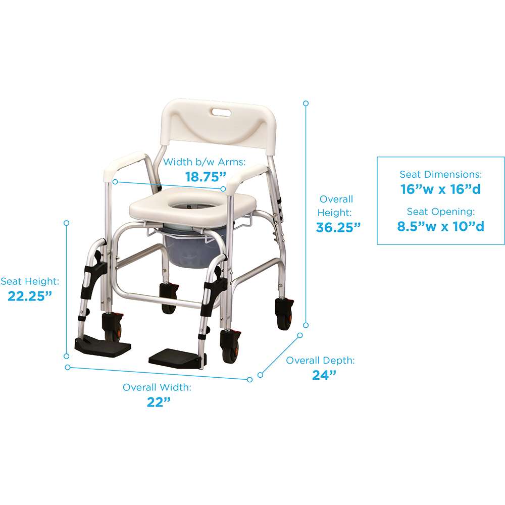 Nova Shower Chair And Commode With Padded Seat & Swing Away Footrest