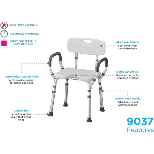 Nova Bath Seat With Arms & U-Shaped Hygienic Cutout