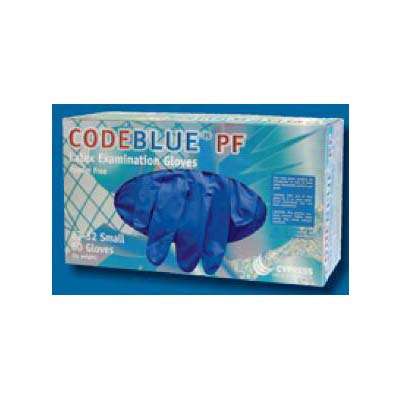 McKesson CODEBLUE Exam Glove PF Large NonSterile Latex Extended Cuff Length Fully Textured Blue Not Chemo Approved
