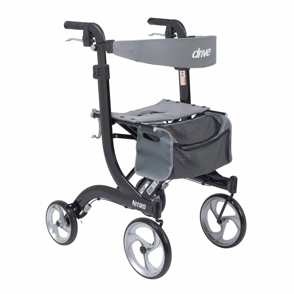 Drive Medical Nitro Black Tall Height 4 Wheel Rollator