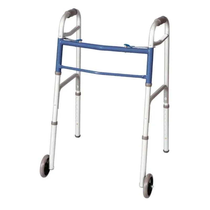 Buy Folding Walker, Two Button with 5″ Wheels Order Now