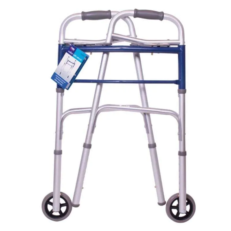 Buy Folding Walker, Two Button with 5″ Wheels Order Now