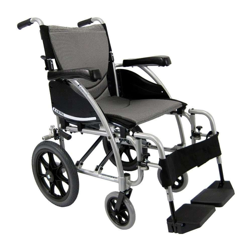 Karman S-Ergo 115 Ergonomic Transport Wheelchair with Wire Break and Swing Away Footrest