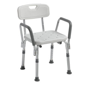 Drive Medical Bath Bench Padded Removable Arms Aluminum Frame With Backrest 16 Inch Seat Width