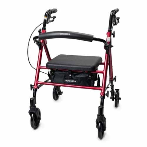 McKesson 4 Wheel Rollator Adjustable Height Aluminum Frame