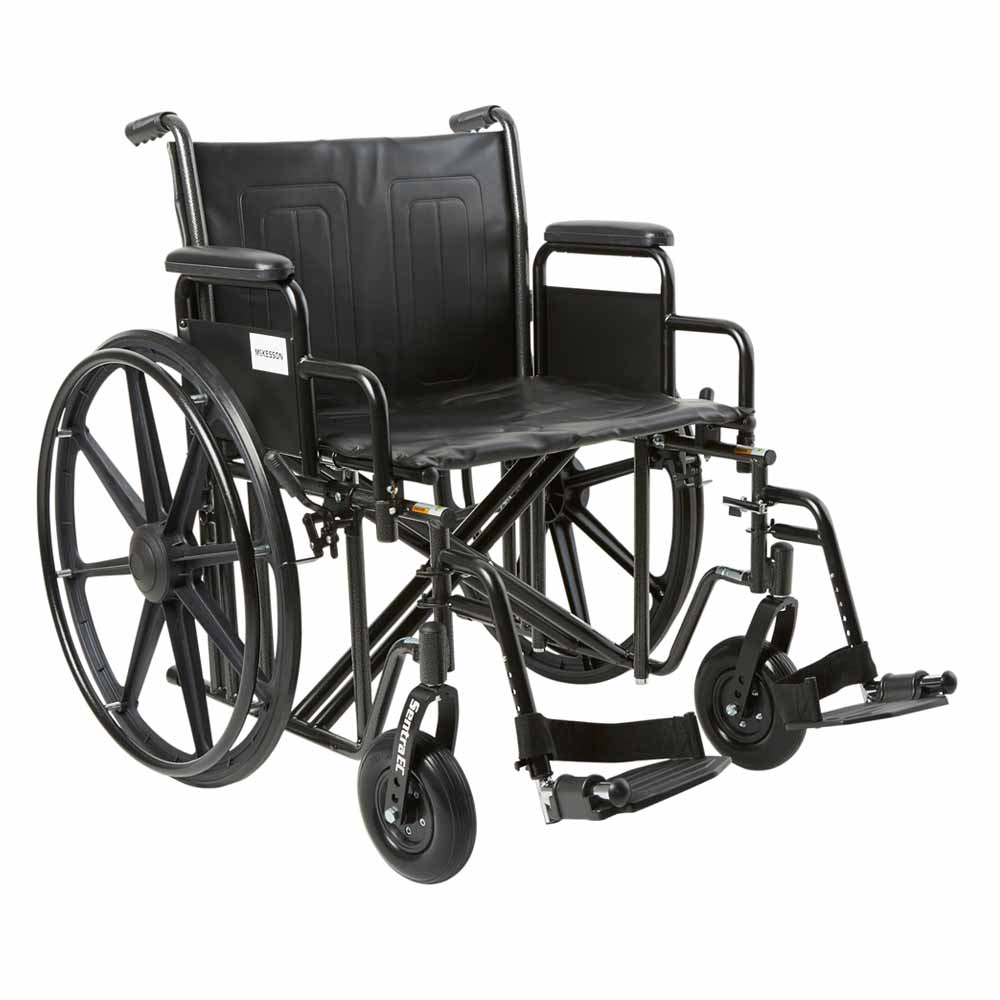 McKesson Bariatric Wheelchair Dual Axle Desk Length Arm Swing-Away Footrest