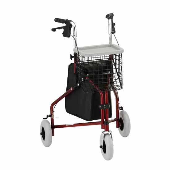 Nova Ortho-Med 3 Wheel Rollator Traveler® Red