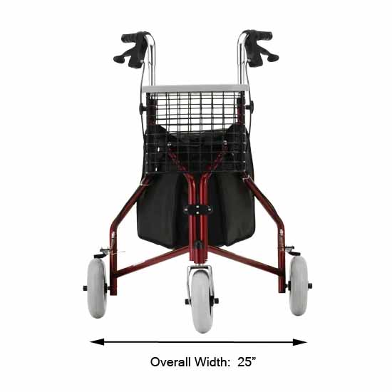 Nova Ortho-Med 3 Wheel Rollator Traveler® Red