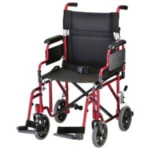 Nova Transport Chair 18-1/2 Inch Seat Width Desk Length Arm Swing-Away Footrest Aluminum Frame