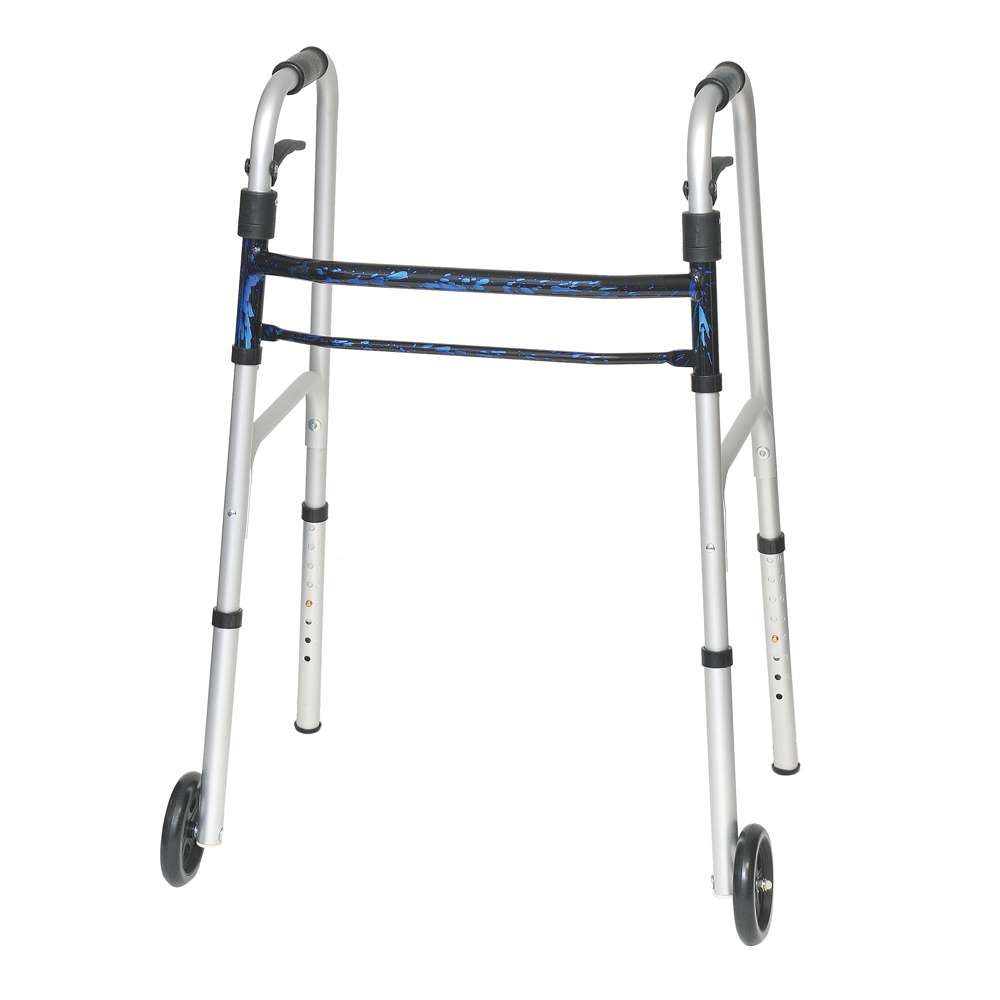 ProBasics Sure Lever Release Folding Walker with 5″ Wheels and Blue Flame Finish (Adult) (Case of 4)
