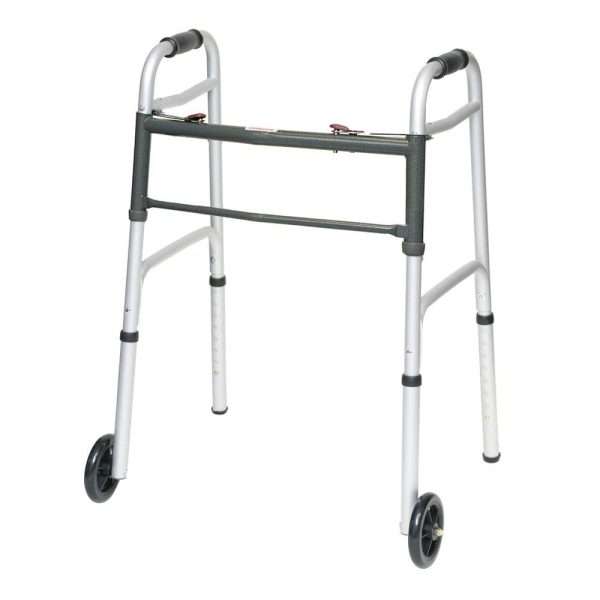 ProBasics Aluminum Two-Button Release Folding Walker With Wheels (Case of 4)
