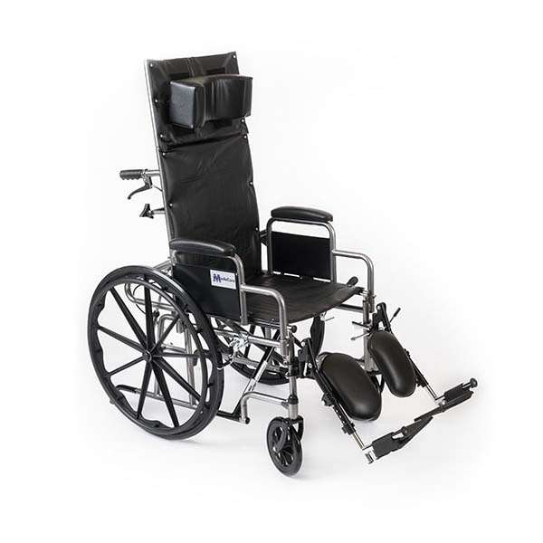 MedaCure Wings Reclining High Back Wheelchair with Deluxe Padded Upholstery and Adjustable Features