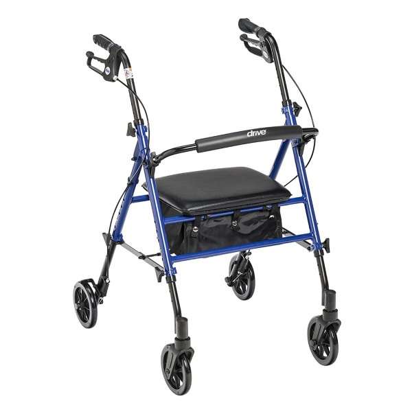 Drive Medical 4 Wheel Rollator Adjustable Height Aluminum Frame