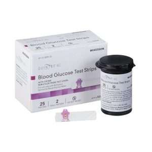 McKesson Blood Glucose Test Strips Quintet AC 50 Strips per Box Minimal sample size of 1 μL For Quintet AC Blood Glucose Monitor