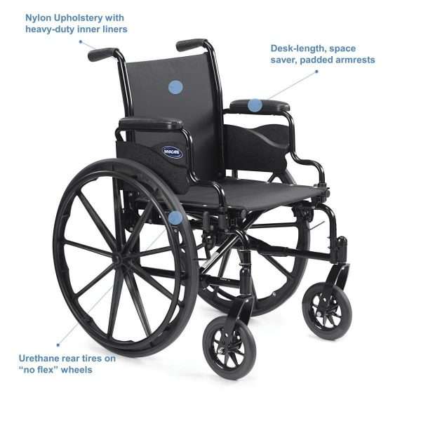 Invacare 9000 XT Wheelchair, Fixed Height Desk Length Space Saver Arm