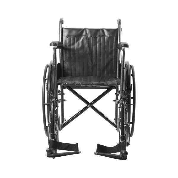 McKesson Wheelchair Dual Axle Full Length Arm Black Upholstery 18 Inch Seat Width Adult 300 lbs. Weight Capacity