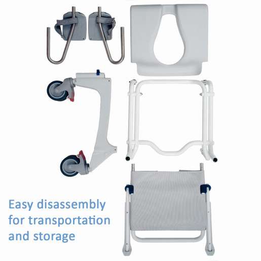 Invacare Aquatec Ocean Ergo XL Shower Commode with Collection Pan, Lid, and Pan Support Guide Rail