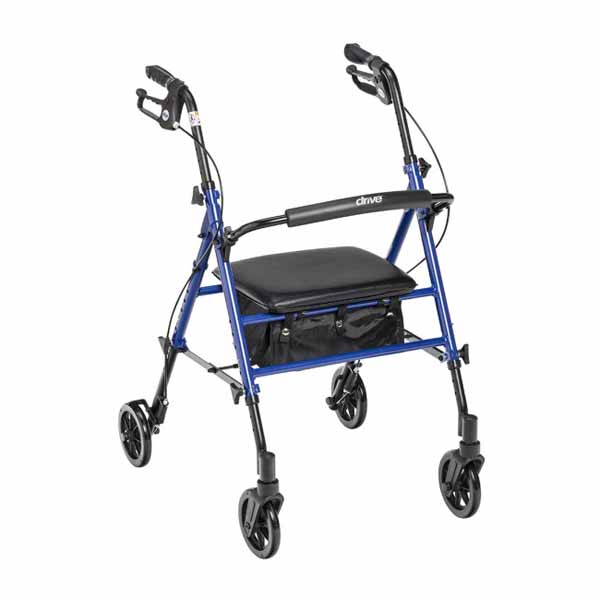 Drive Medical 4 Wheel Rollator Adjustable Height Aluminum Frame