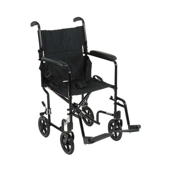 McKesson Lightweight Transport Chair Aluminum Frame with Black Finish