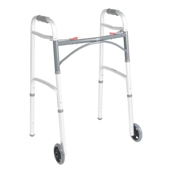 McKesson Folding Walker Adjustable Height Aluminum Frame 350 lbs. Weight Capacity