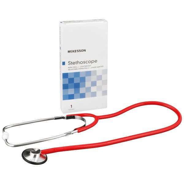 McKesson Classic Stethoscope, 21″ Tube, Single Head Chestpiece – Red