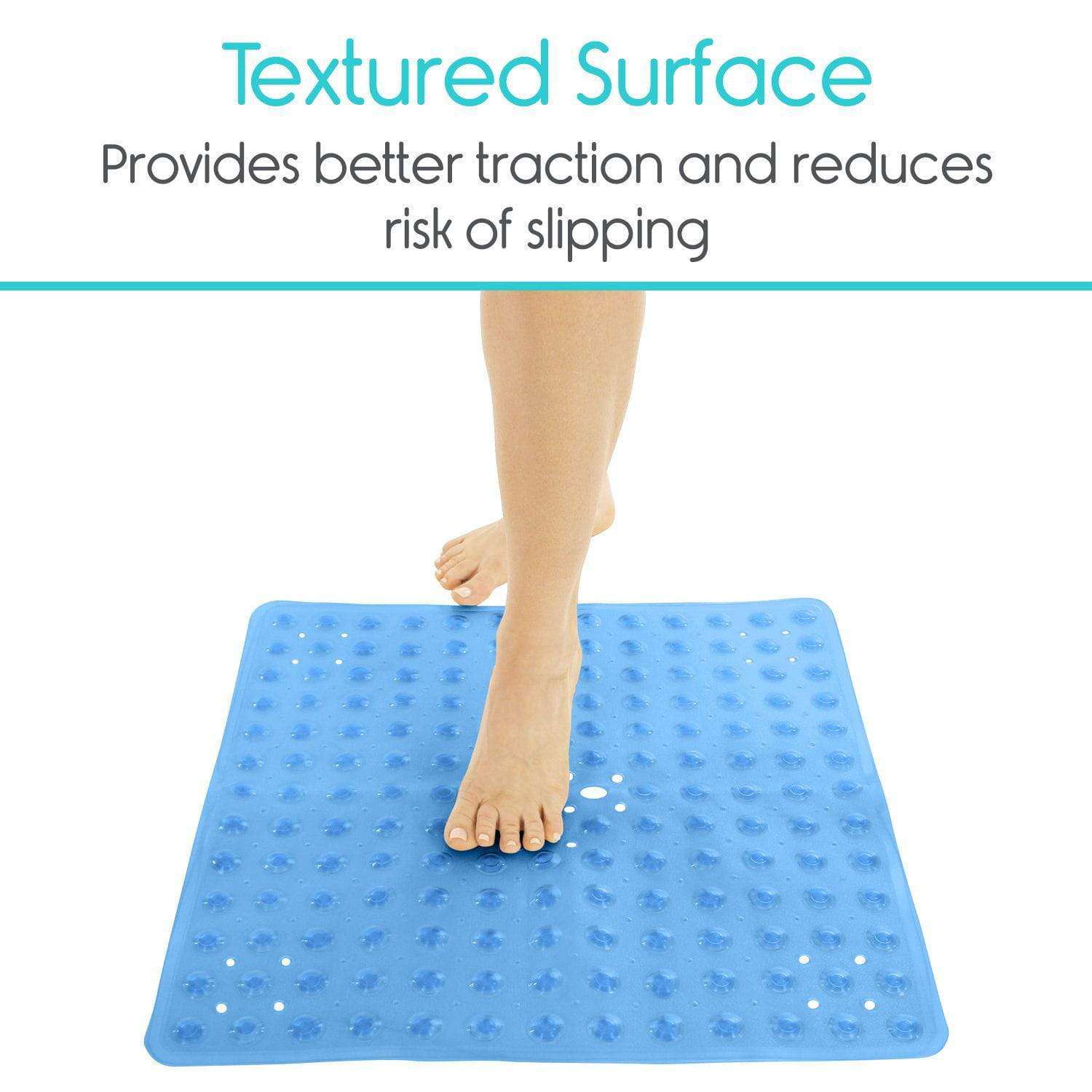 Vive Non-Slip Bath Mat with Suction Cups - 28 x 16 Extra Large Rubber Mat  for Safety & Comfort - Prevents Slips and Falls for Kids, Elderly, Men