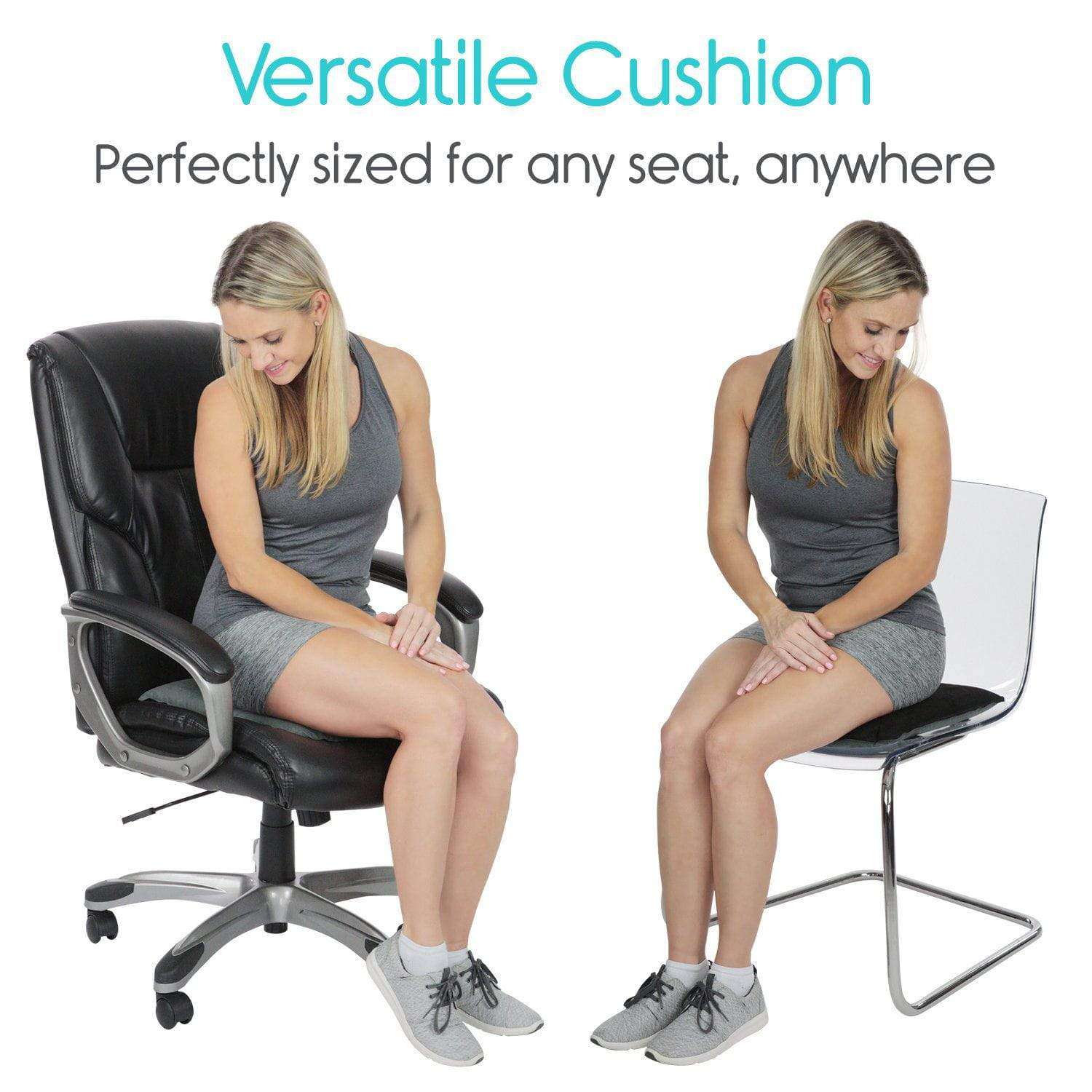 YOUFI Extra Thick Large Seat Cushion -19 X 17.5 X 4 Inch Gel Memory Foam  Cushion with Carry Handle Non Slip Bottom - Pain Relief Coccyx Cushion for