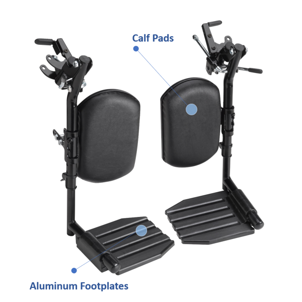 Invacare Swing-Away Elevating Legrests, Composite Footplates, Padded Calf Pads