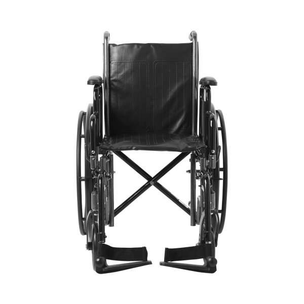 McKesson Wheelchair Dual Axle Desk Length Arm Swing-Away Footrest Black Upholstery