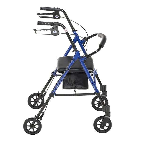 Drive Medical 4 Wheel Rollator Adjustable Height Aluminum Frame